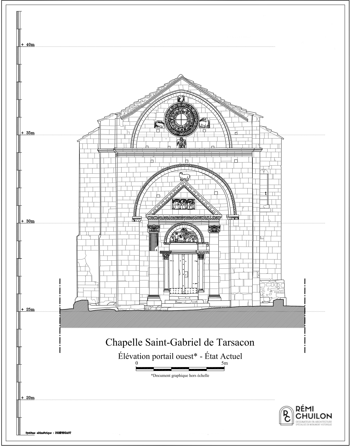 Élévation du portail ouest — Chapelle Saint-Gabriel