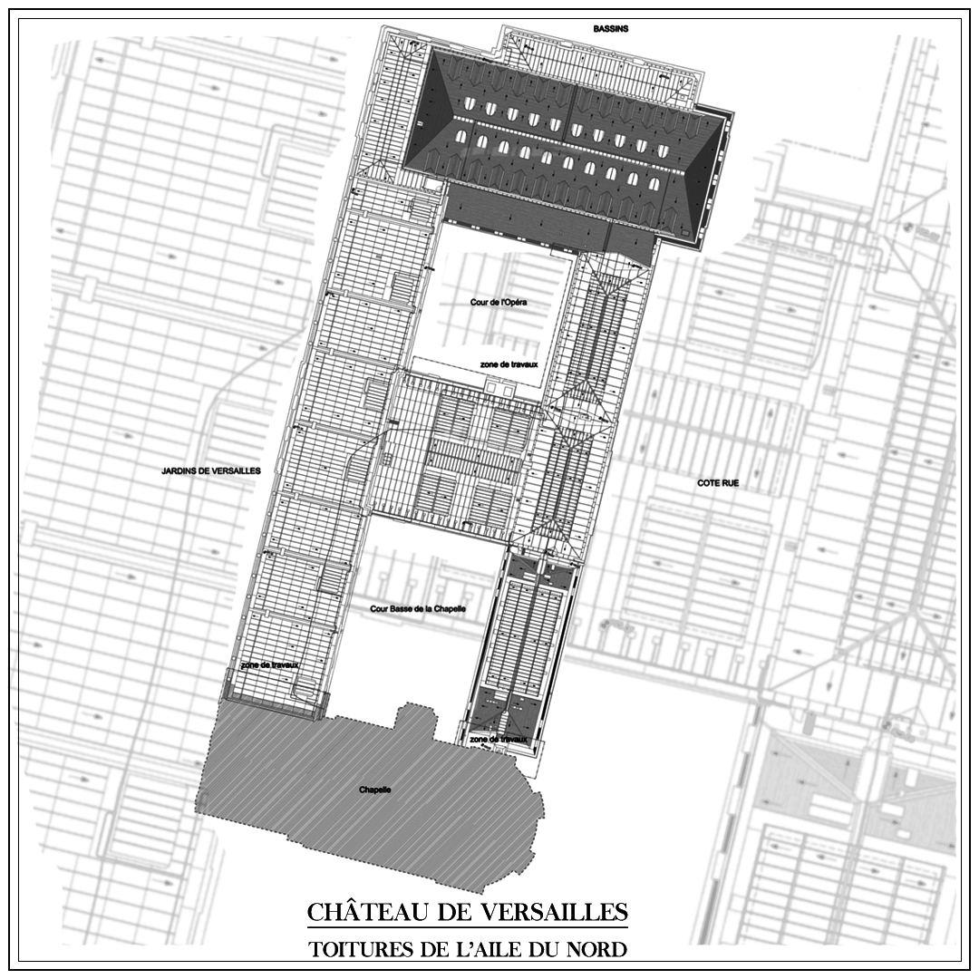 Plan des toitures de l’aile du Nord — Château de Versailles